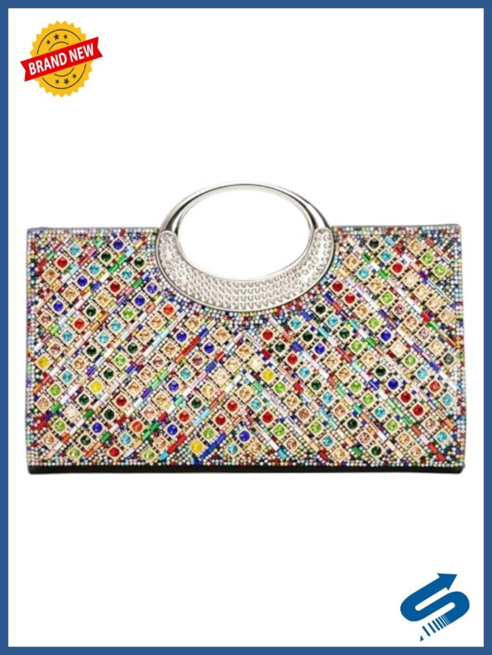 Rhinestone Clutch Purse Elegant Bling Evening Bag Sparkly Polyester